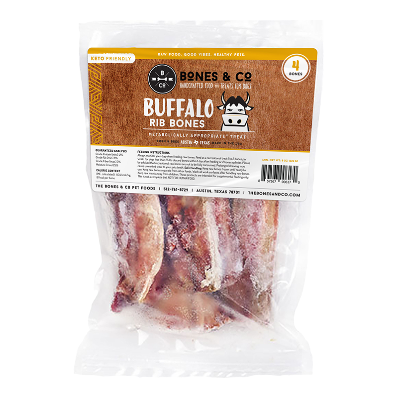 Frozen Buffalo Rib Bone 5” - 4 Pack