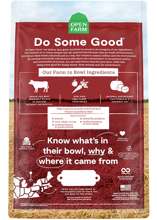 Open Farm Grain Free Dog Food - Grassfed Beef