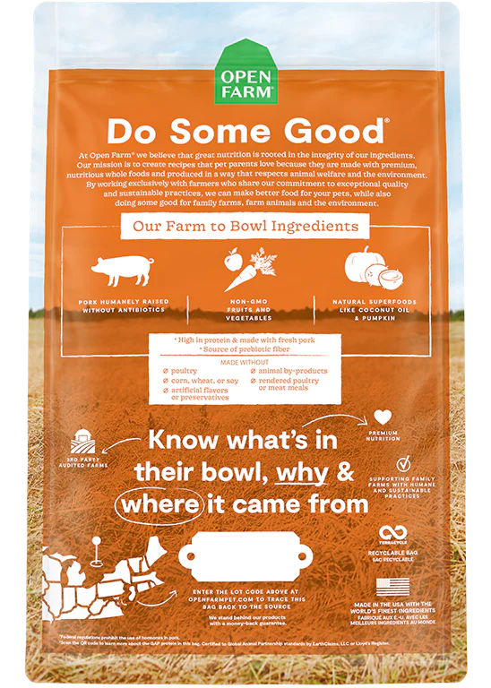 Open Farm Grain Free Dog Food - Farmer’s Table Pork