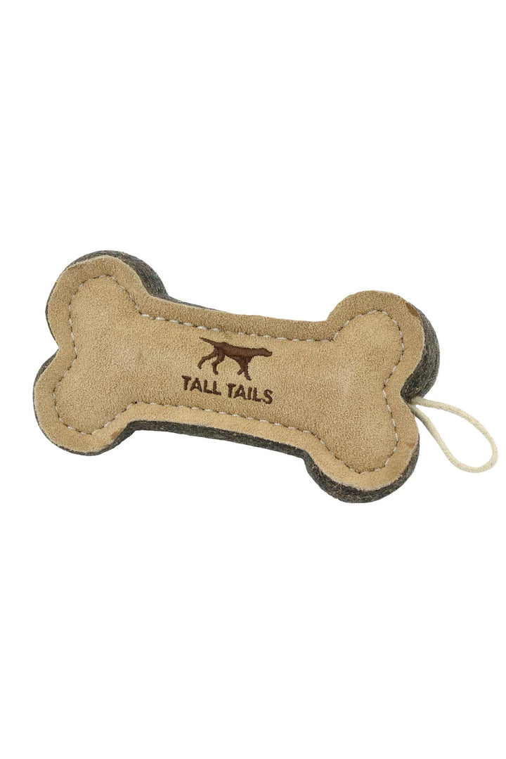 Natural Leather & Wool Bone Toy