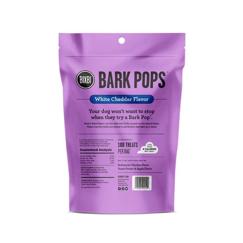 Bixbi White Cheddar Bark Pops - Light & Crunchy Dog Treats