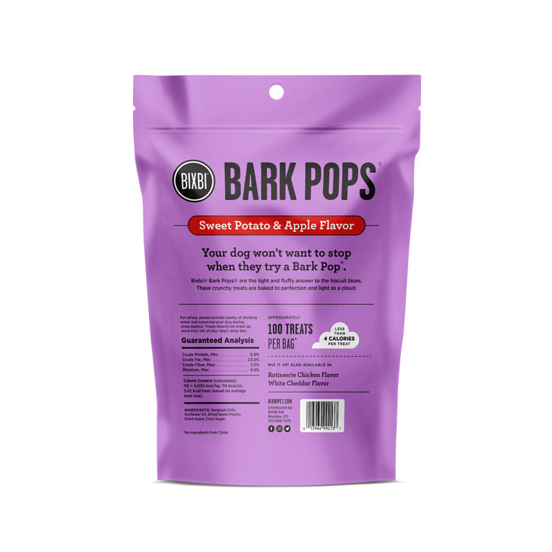 Bixbi Sweet Potato & Apple Bark Pops - Light & Crunchy Dog Treats